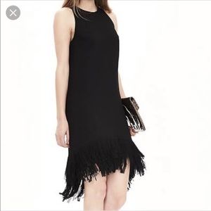 Banana republic black fringe dress